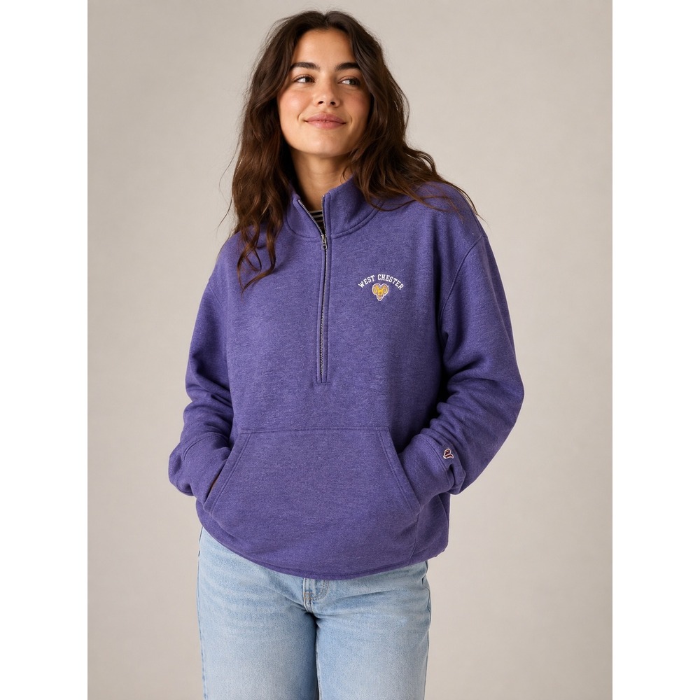 League Womens West Chester University 1/4 Zip Pullover XL Purple Sweatshirt